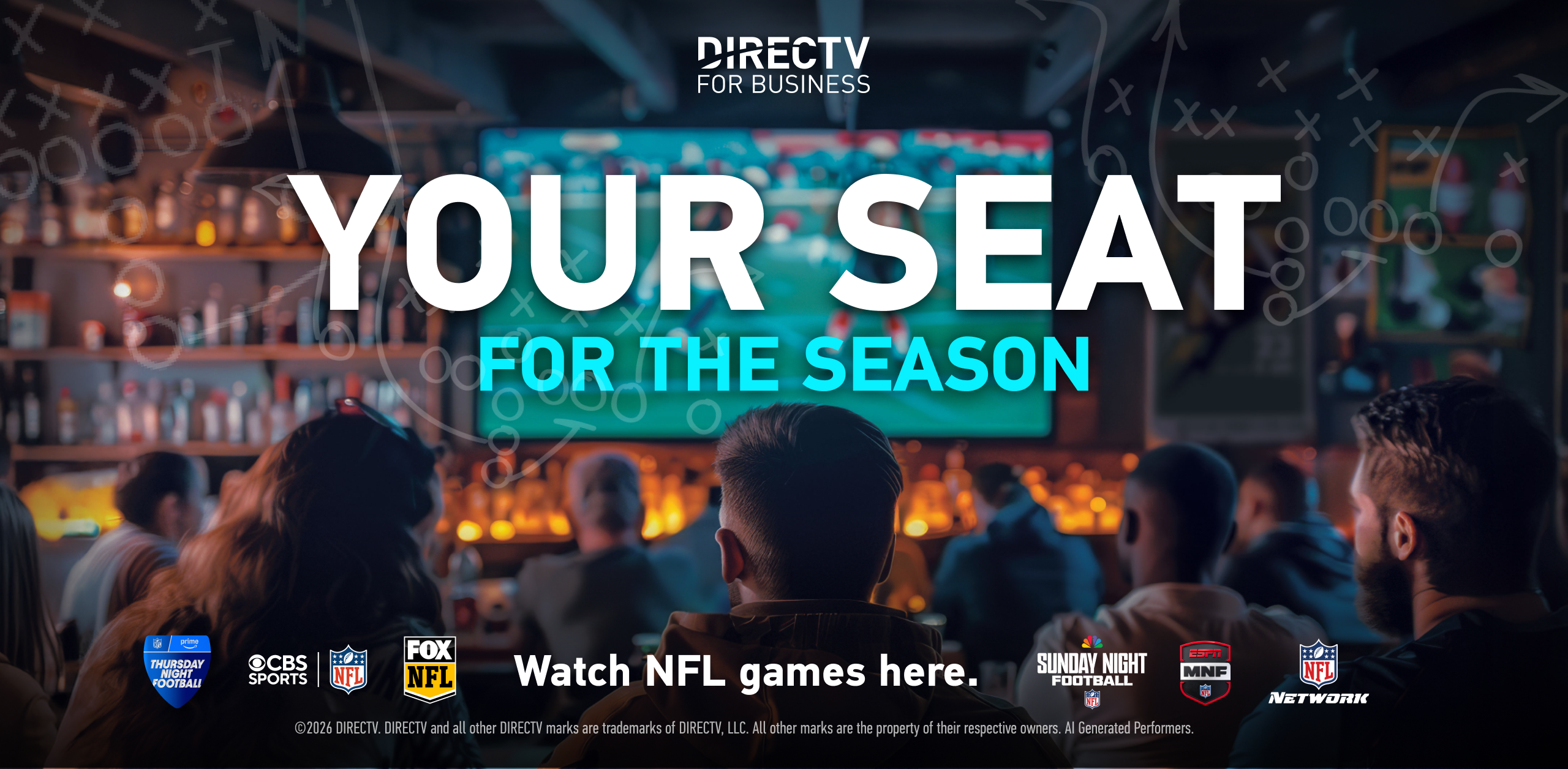 Official NFL Watch Here graphic for Clubhouse football viewing