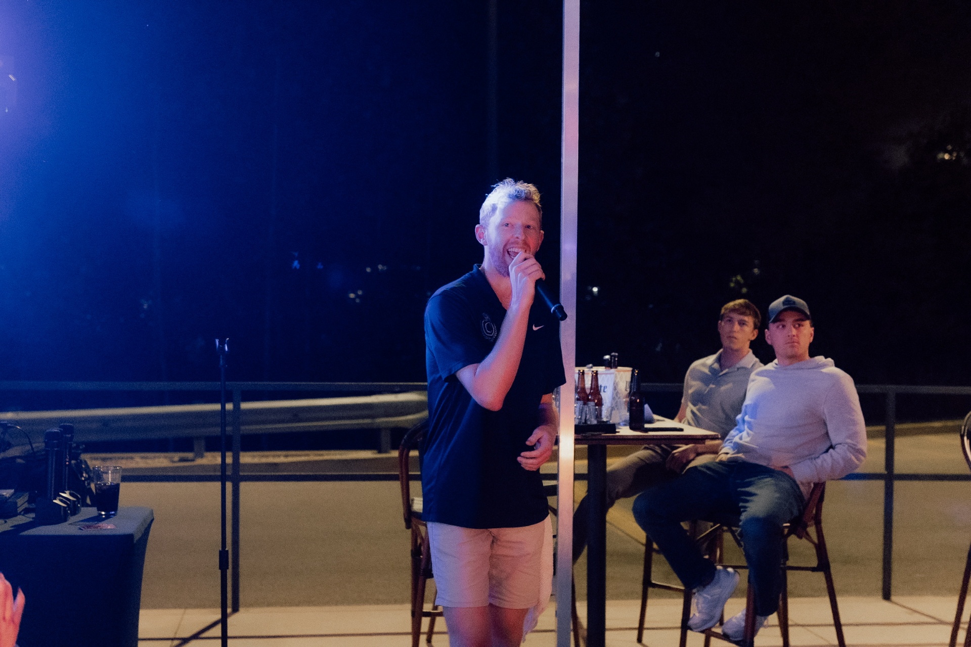 Karaoke singer on the Clubhouse patio