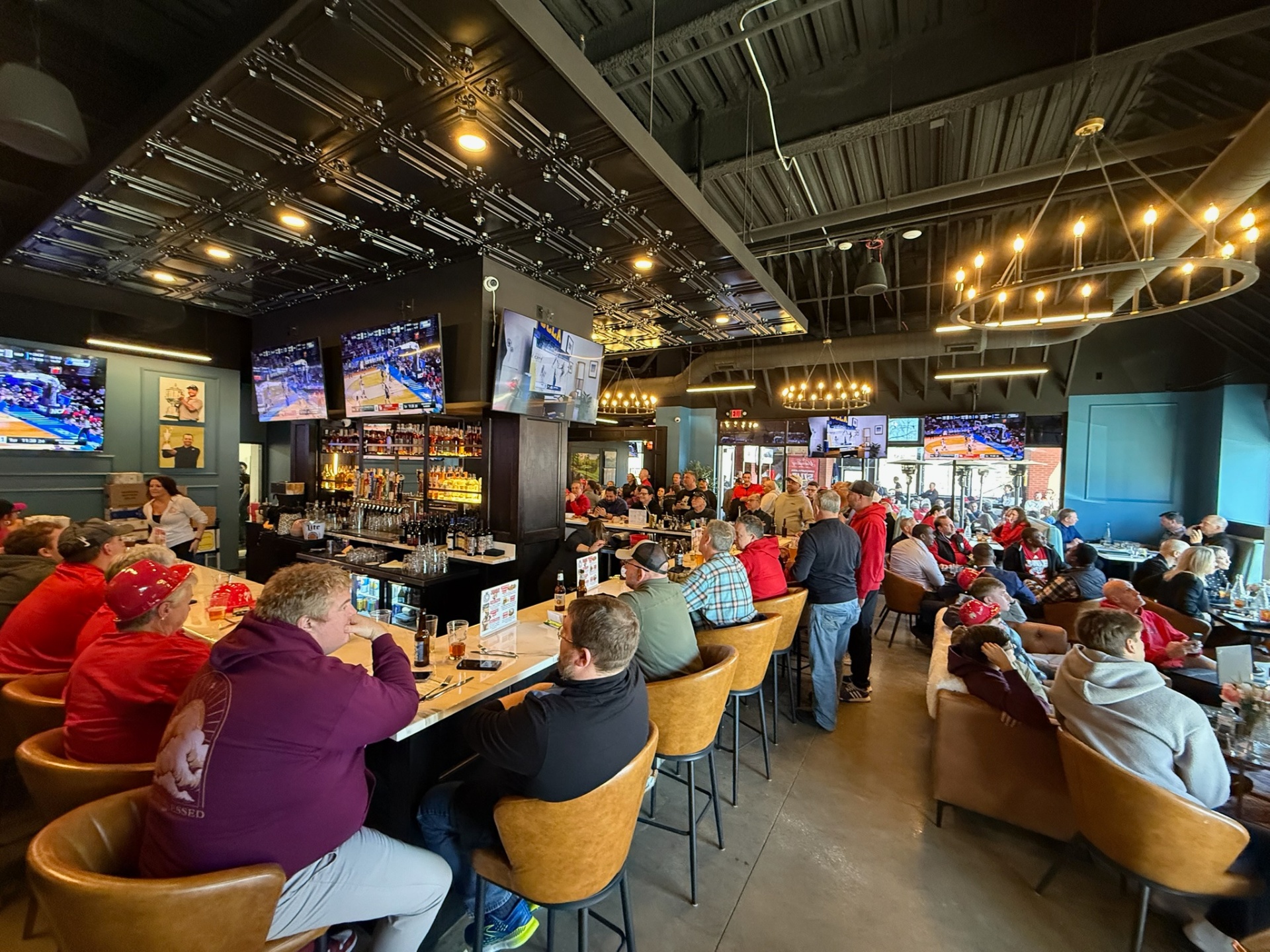 SIUE fans packed into the Clubhouse bar watching the game on multiple TVs