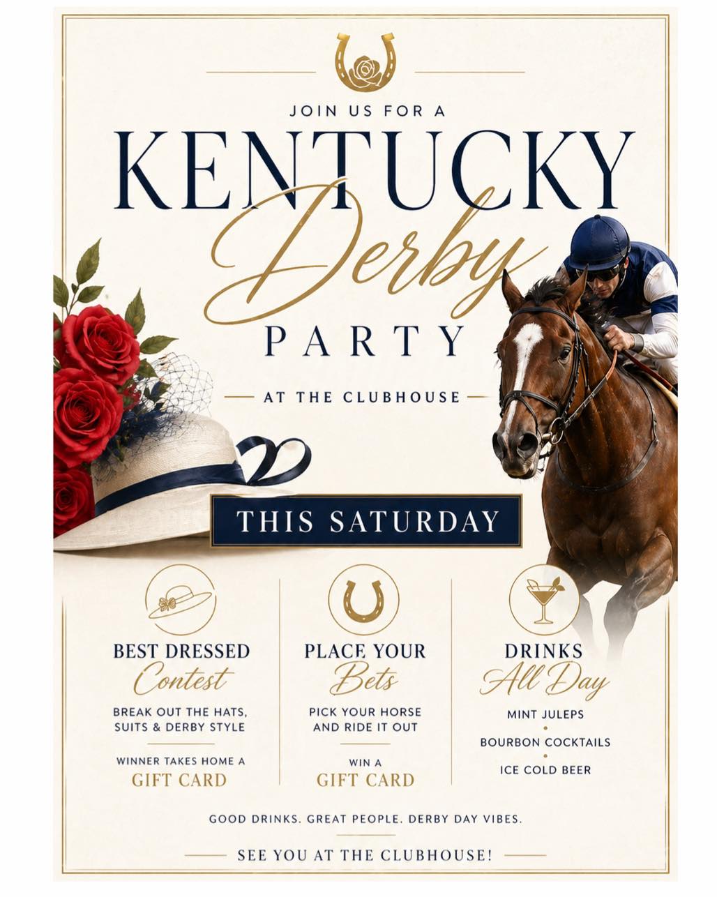 Kentucky Derby Party at The Clubhouse — This Saturday