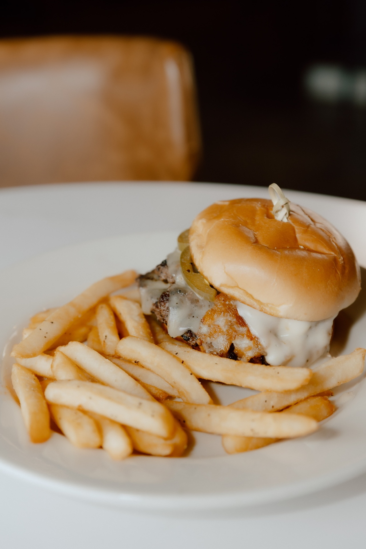 Jalapeño smash burger at Clubhouse Lounge + Kitchen